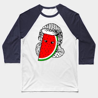 Watermelon Kufiya Free Palestine -  With Eyes -Wrapped - Back Baseball T-Shirt